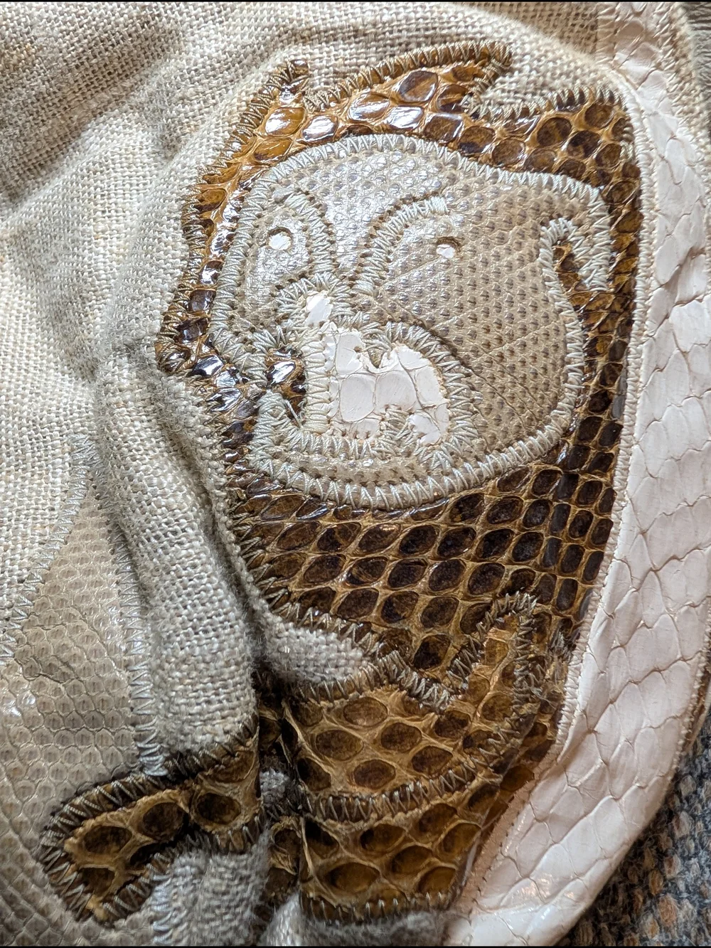 Vintage 90s Sharif Shoulder Bag with Attached Pouch Animal Motif